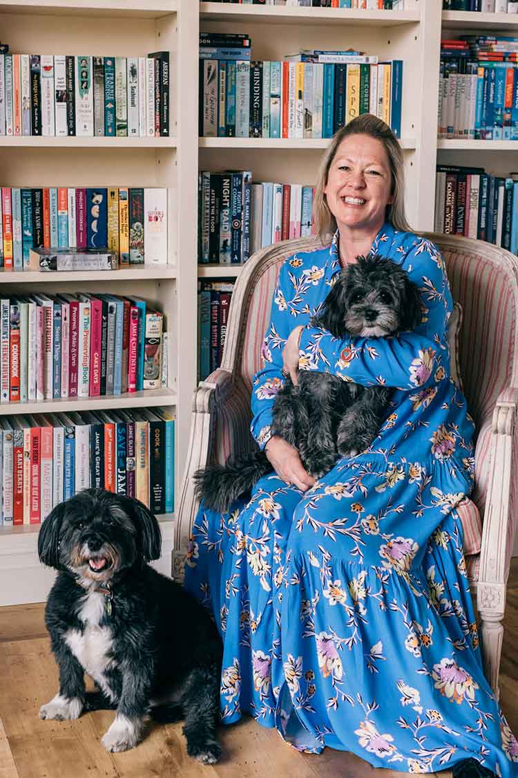 Tara the Celebrant at home with her two dogs