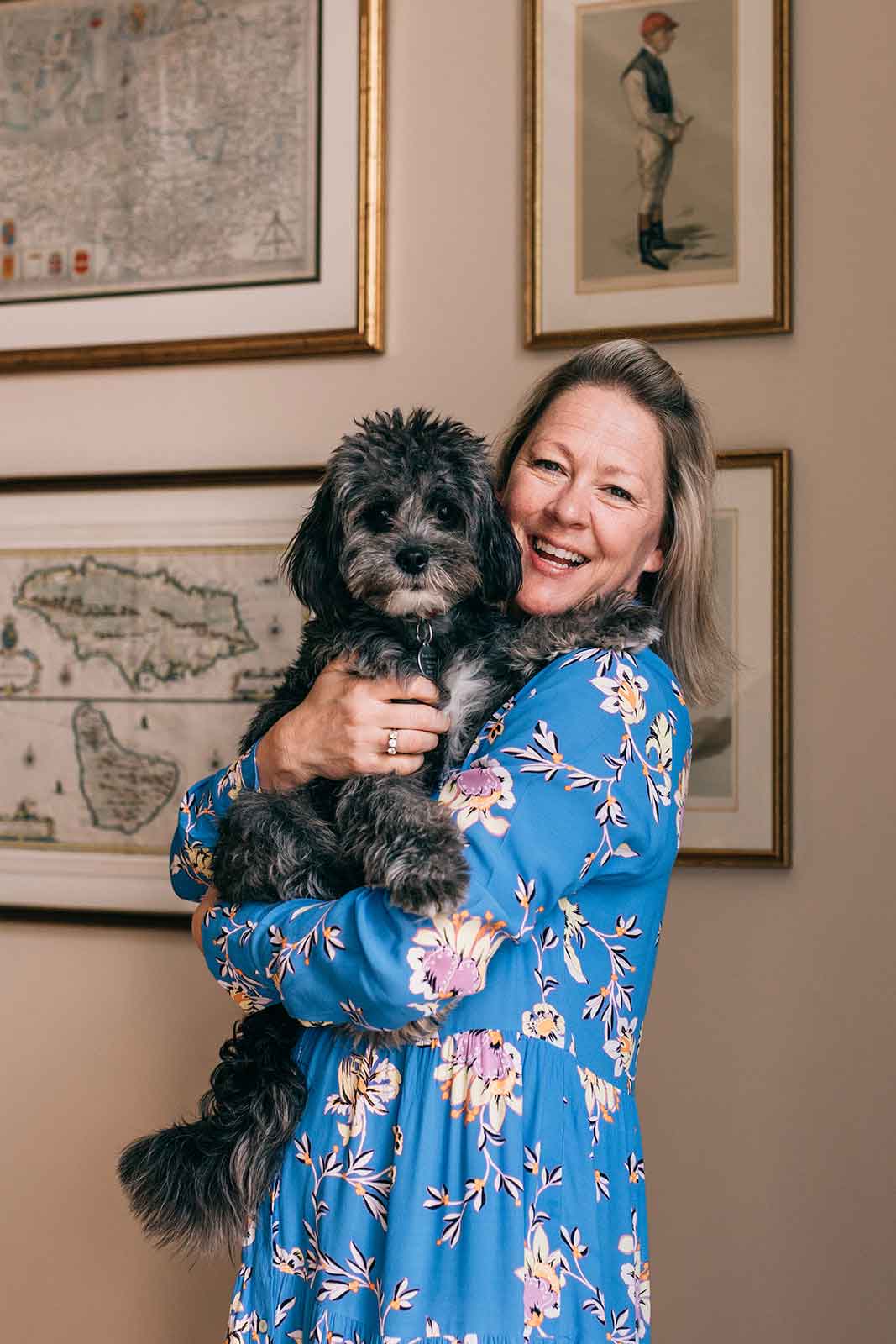 Tara the Celebrant at home with one of her dogs