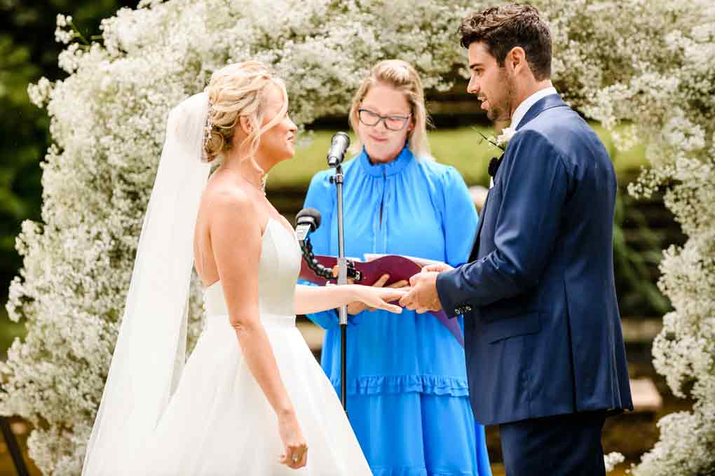 A bride and groom make their vows at their celebrant-led wedding by Tara the Celebrant