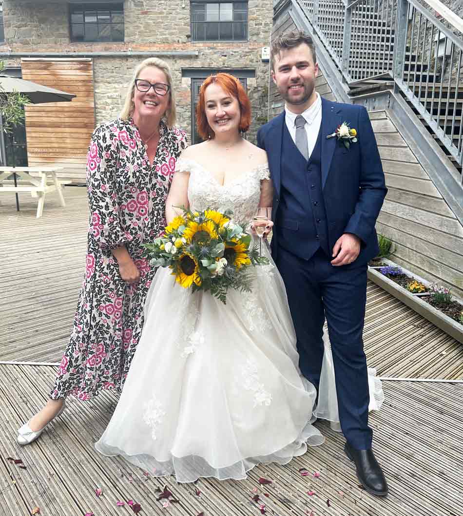 Newlyweds at their celebrant led wedding in Bristol, with Tara the Celebrant