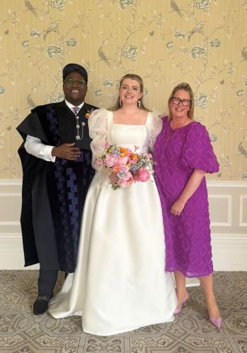 A delighted bride & groom at their celebrant-led wedding with Tara the Celebrant