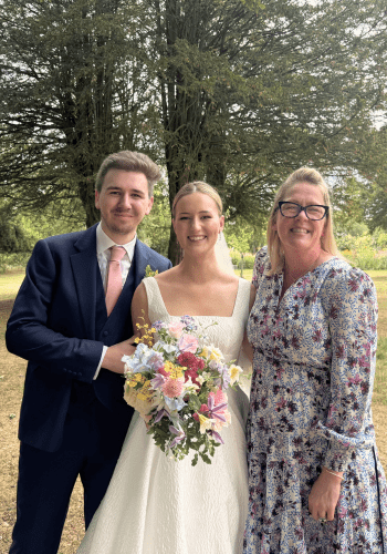 A summer wedding couple with Tara the Celebrant